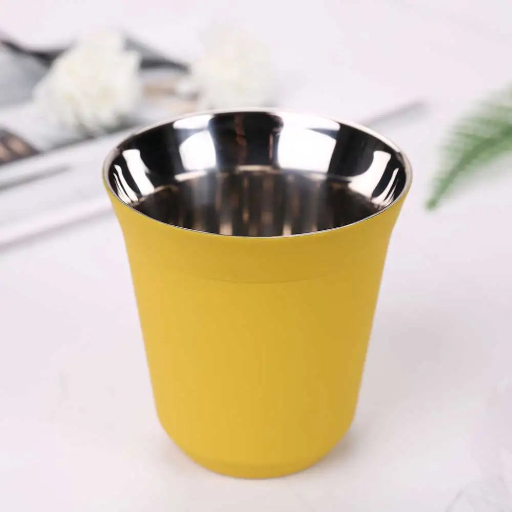 160ML 304 Espresso Mugs Stainless Steel Coffee Milk Water Drink Breakfast Cups Insulated Double Wall Safe Texture