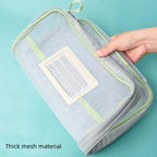 A4 Stationery Books Storage Bag Double-layer Mesh Zipper Bag Large Capacity Folders School Office Supplies