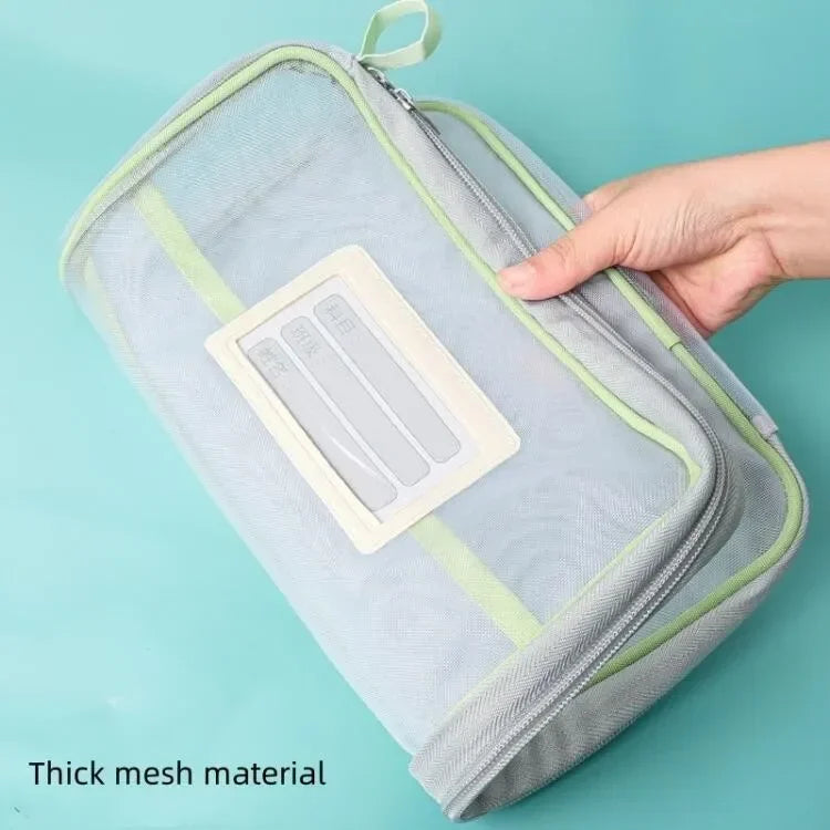 A4 Stationery Books Storage Bag Double-layer Mesh Zipper Bag Large Capacity Folders School Office Supplies