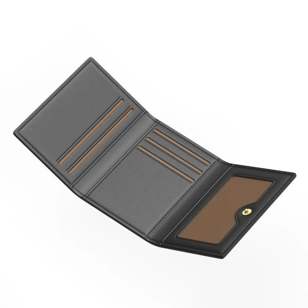 Fashion Leather Men Card Wallets Large Capacity Solid Color Male Purse Multi-card Multifunctional Photo Holder Women