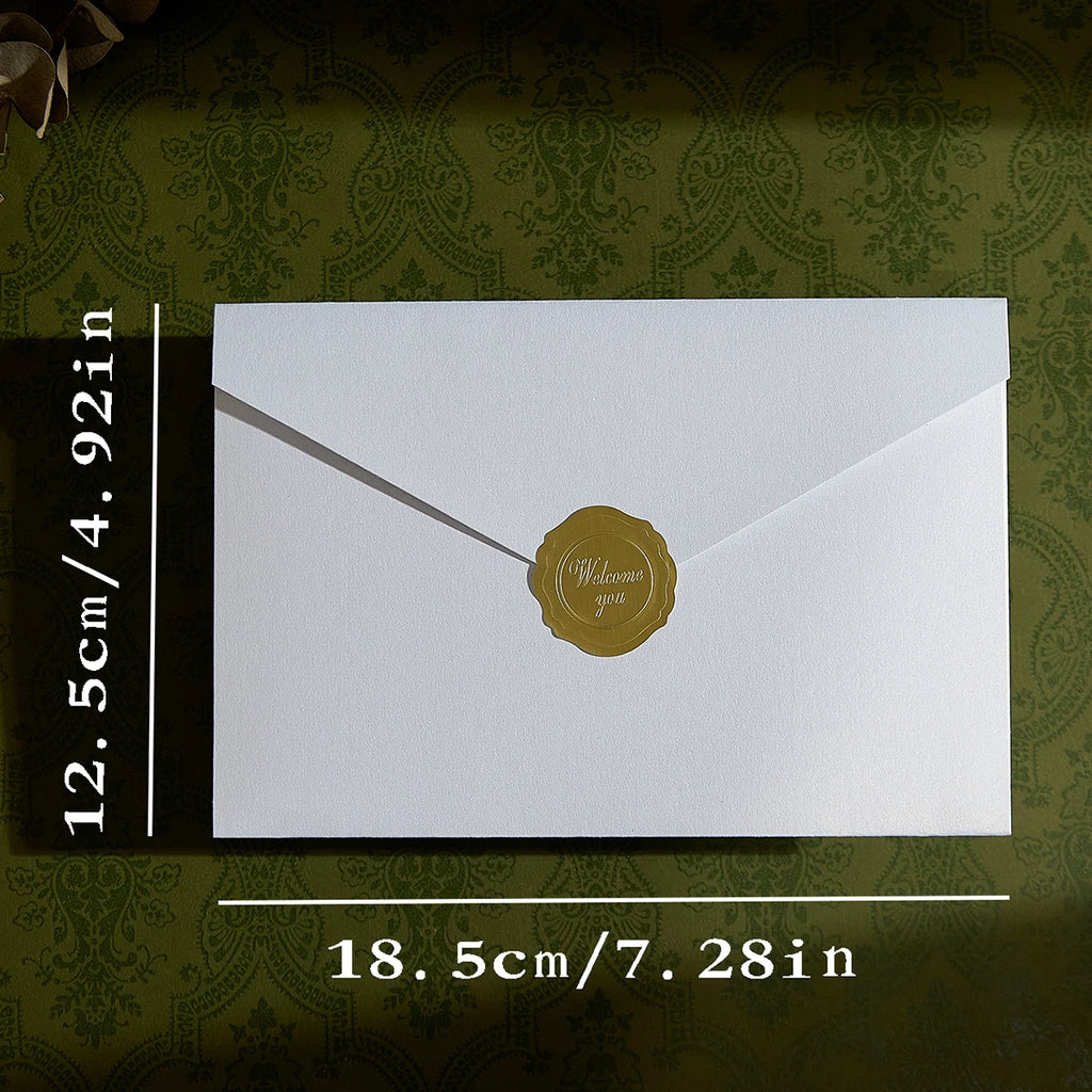10Pcs Pearl Color Ins Style Envelope Invitations with Gold Sealing Stickers, Multi-Purpose Envelopes for Weddings, Birthdays, Fa