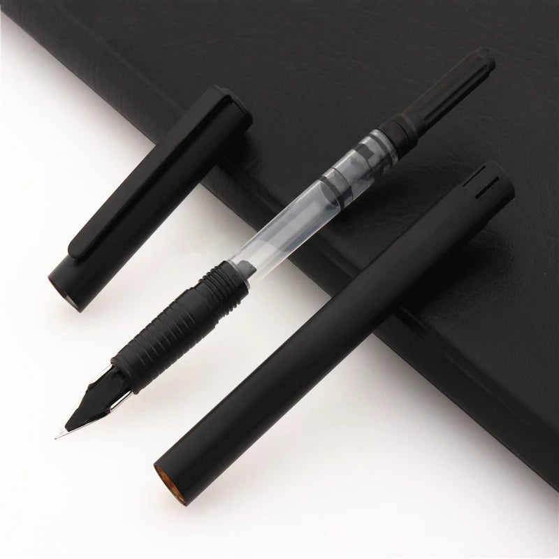 Fountain Pen 0.38mm Extra Fine Nib Extremely Black Metal Business Office Writing Calligraphy Pens