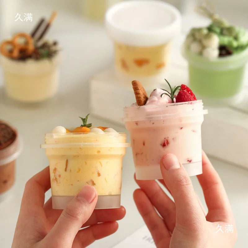 10/1PCS Pudding Cups Dessert Cup with Lids Transparent Reusable Ice Cream Bowls Sealed Cake Storage Box Snacks Yogurt Container