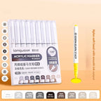 Languo Colors Acrylic Paint Art Marker Pen Set Black/White/Gold/Silver DIY Graffiti Drawing Pens for Writing Painting Stationery