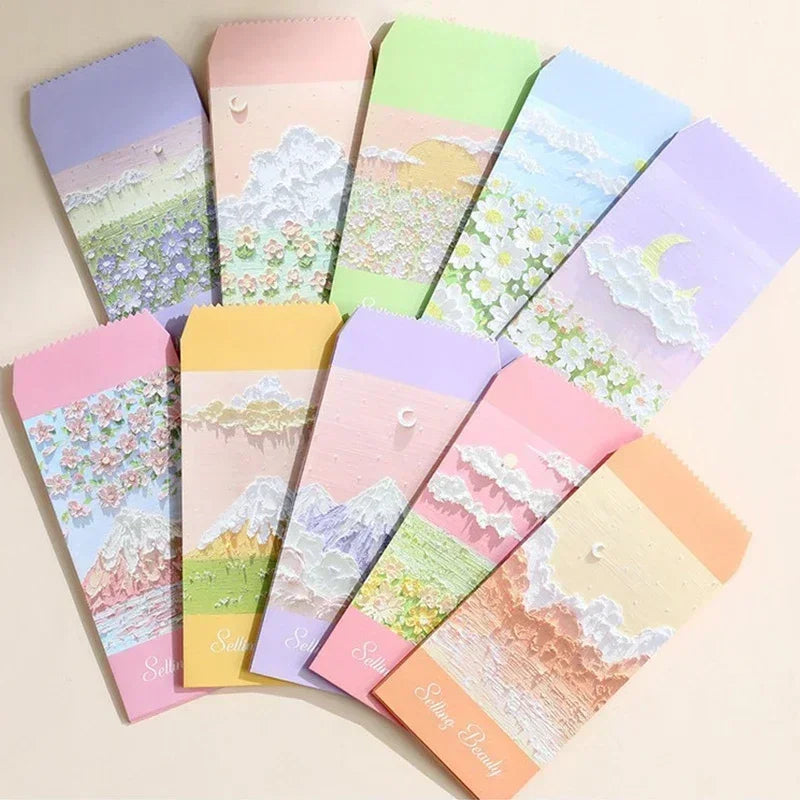 100Pcs Colorful Printing daily romance life envelope pink daisy Office Paper Envelopes Oil painting School Supplies 175*88mm