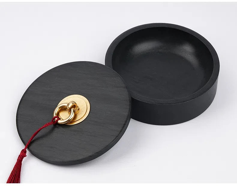 Natural Raw Stone Inkstone Chinese Brush Writing Painting Circular Inkstone Vintage She Inkstone Cartridge Calligraphy Supplies
