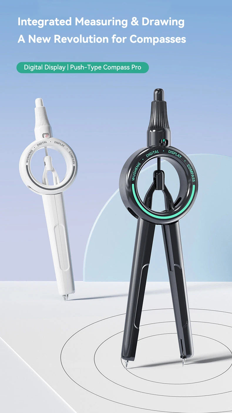 Press Student Compass Geometry Set Precision Digital Display Compass for Students Circle Drawing Gauge Tool Exam School Supplies