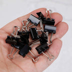 10-20pcs Paper Clip 19/25mm Foldback Metal Binder Clips Black Grip Clamps Office School Stationery Paper Document Clips