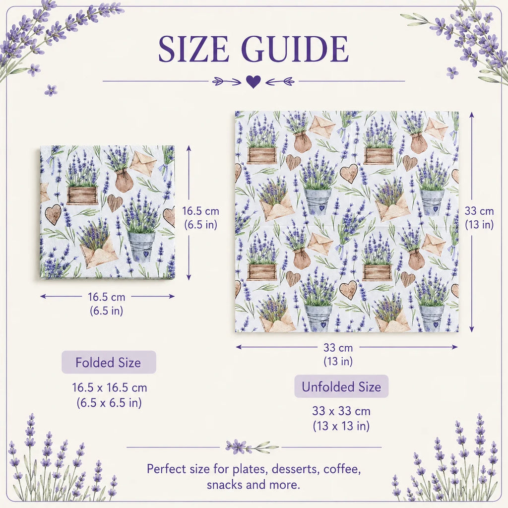 Printed Napkin Square Facial Tissue Hotel Restaurant Drawing Paper Lavender Colourful Tissue Napkin Placemat Mouthcloths 20pcs