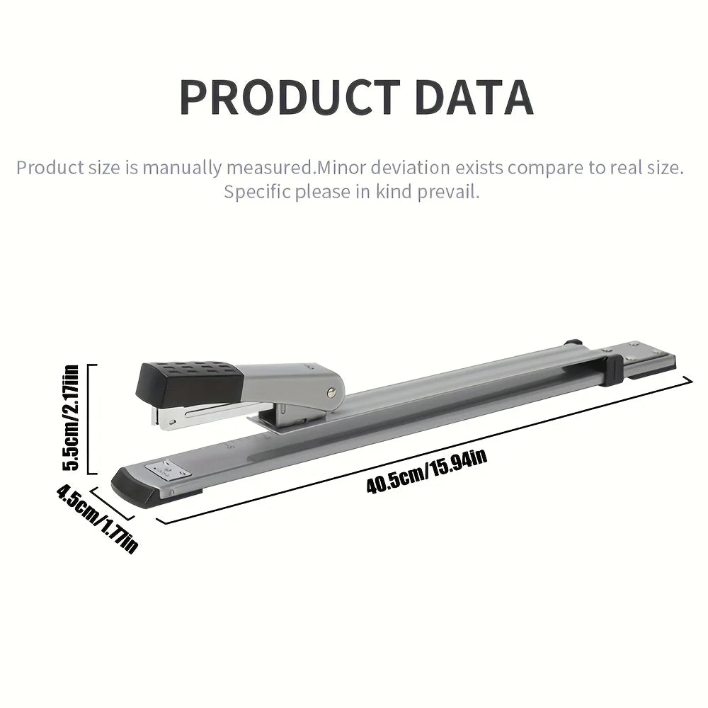 1 pcs Long Arm Manual Stapler Random Color, Ideal for Document Binding, Durable Design, Perfect for Daily Tasks
