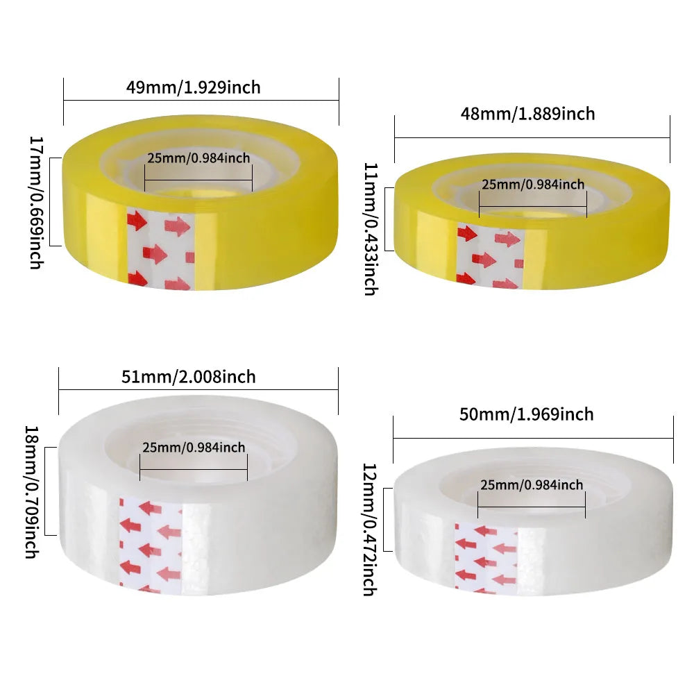 OPP Clear Transparent Tape, Stationery Tape Refills Rolls for Dispenser,  Gift Wrapping Tape for Office, School and Home