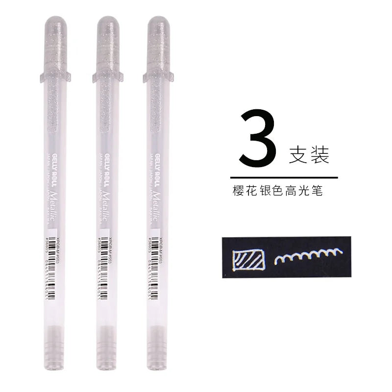 Sakura Gelly Roll Gel Pens 3/5PCS Classic Highlight Pen Gel Ink Pens Bright White Highlight Sketch Markers Color Highlighting