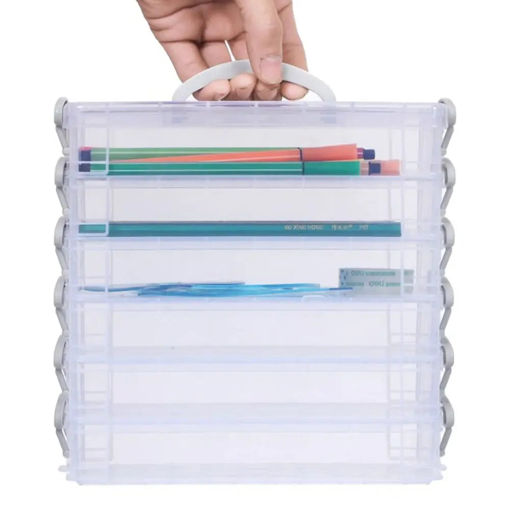 3/6-layer Paintbrush Box Watercolor Detachable Pen Storage Box Color Multi-function Stationery Organizer School Supplies