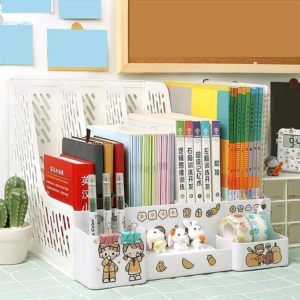 Multi-color file rack folder storage box desktop file box multi-functional file basket multi-layer shelf office bookshelf