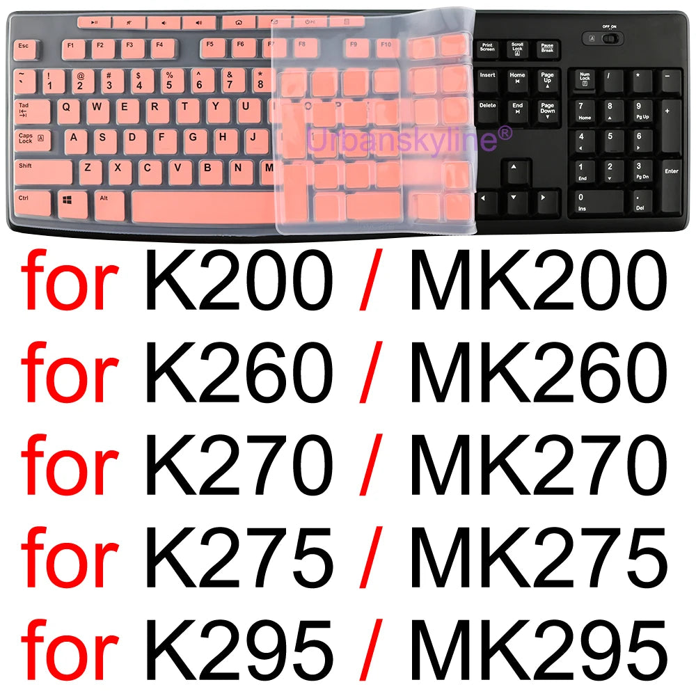 Keyboard Cover for Logitech K200 K260 K270 K275 K295 MK200 MK260 MK270 MK275 MK295 Silicone Protector Skin Case Film Clear Black
