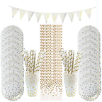 Gold Party Disposable Tableware Set Paper Plates Cups Napkins for Birthday Wedding Bachelorette Party Decoration Baby Shower