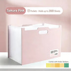 【J3a】13 Pockets Accordion File Organizer, Expanding File Folder With Lable Pocket,Upright Open Top,A4/Letter Size Paper Document