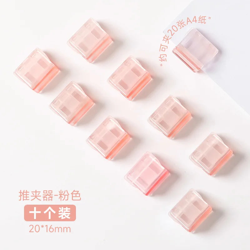 10PC Acrylic Push Clip Pusher Transparent Paper File Document Classification Clips Stationery Index Holder Clamp Office Sorting