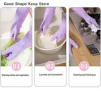 dailyWater Resistant Dish Washing Gloves 1 Pair Durable Latex Rubber Gloves Reusable for Kitchen Cleaning Laundry Gardening Use