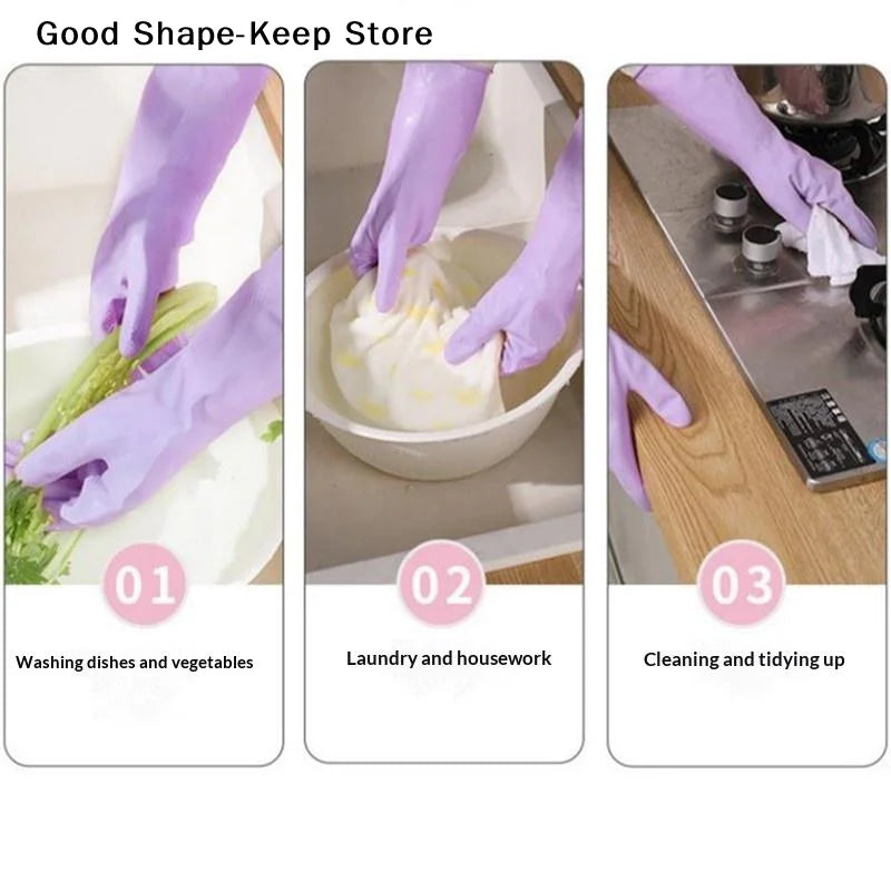 dailyWater Resistant Dish Washing Gloves 1 Pair Durable Latex Rubber Gloves Reusable for Kitchen Cleaning Laundry Gardening Use