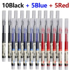 1-20Pcs Needle Type Gel Ink Pens Black/Blue/Red 0.5mm Liquid Ballpoint Pen Students Stationery School Office Writing Tool