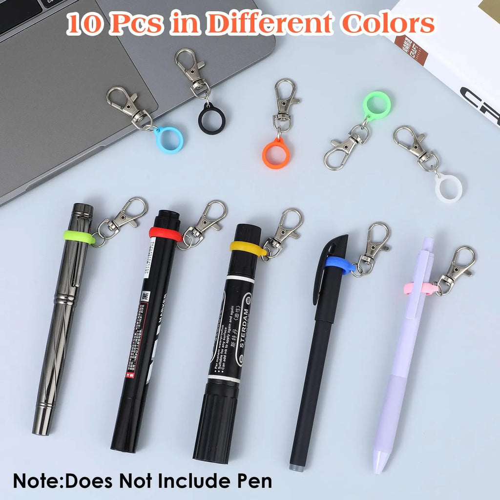 10/20 Pcs Silicone Pen Clip with Lobster Clasp Pen Holder Badge Reel Clips Badge Pen Holder Accessories(Pen not Included)