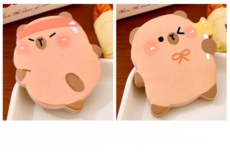 4 books 240 pages Capibala self-adhesive sticky notes for students, cute messages, white sticky notes, capybara office logs