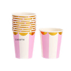 Pink Blue Stripe Dot Disposable Tableware Sets Paper Cups Plate Straws Fork Disposable Sets Wedding Birthday Party Decorations