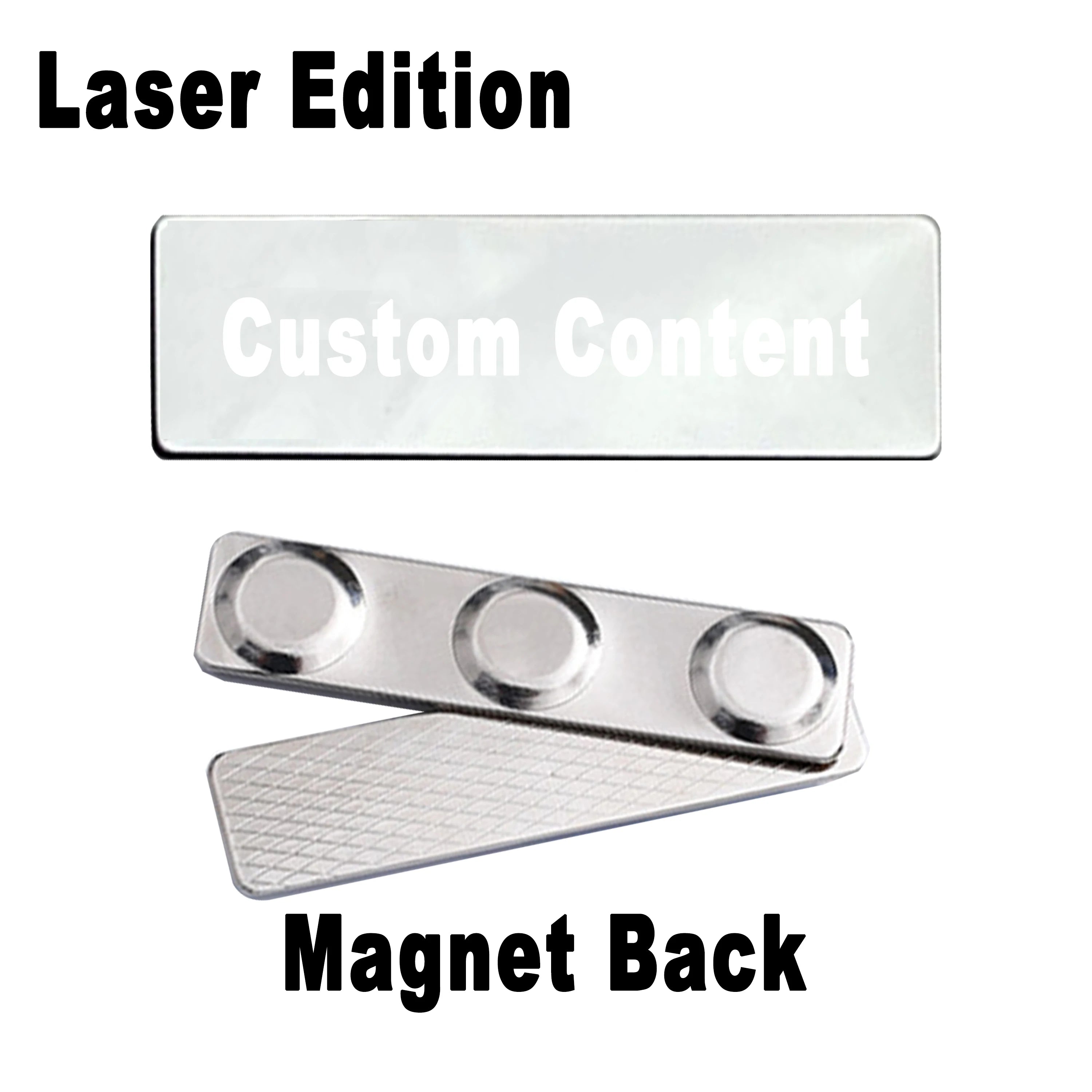 Stainless Steel Custom Name Tag with Pin Clip - Engraved Personalized Work Badge Business Identification Metal ID Name Plate