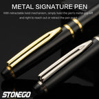 STONEGO Capless Ballpoint Pen, Simply Twist Roller Ball Pen Black Gel Ink Medium Point 1.0mm Smooth Writing Signature Pens