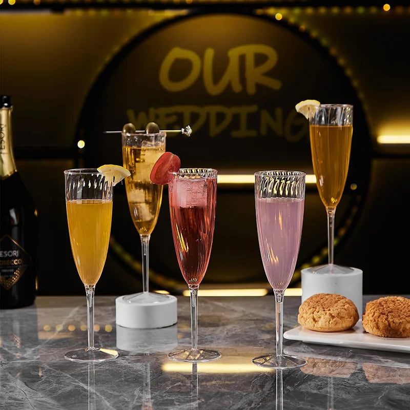 24/48Pcs Plastic Champagne Flutes Disposable Wine Glasses Reusable for Bachelorette Party Supplies Birthday Wedding Toasting 6oz