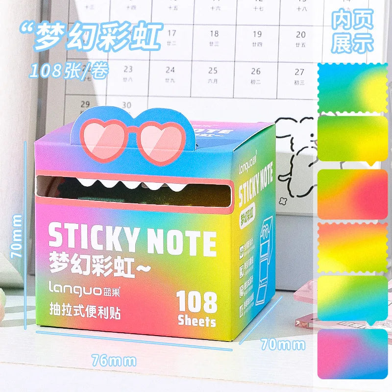 Mr. Paper 105/108Sheets/roll Pull-out Sticky Notes Student Stationery Sticky Notes Transparent Color Sticky Notes DIY Handbook