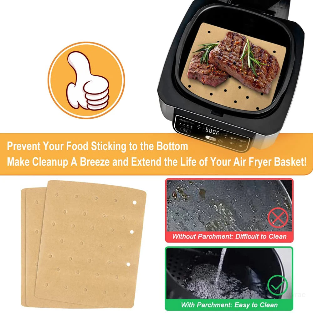 50pcs Air Fryer Parchment Paper For Ninja Foodi Grill 5-in-1 AG301 Ninja Foodi Accessories Air Fryer Accessories Air Fryer Liner