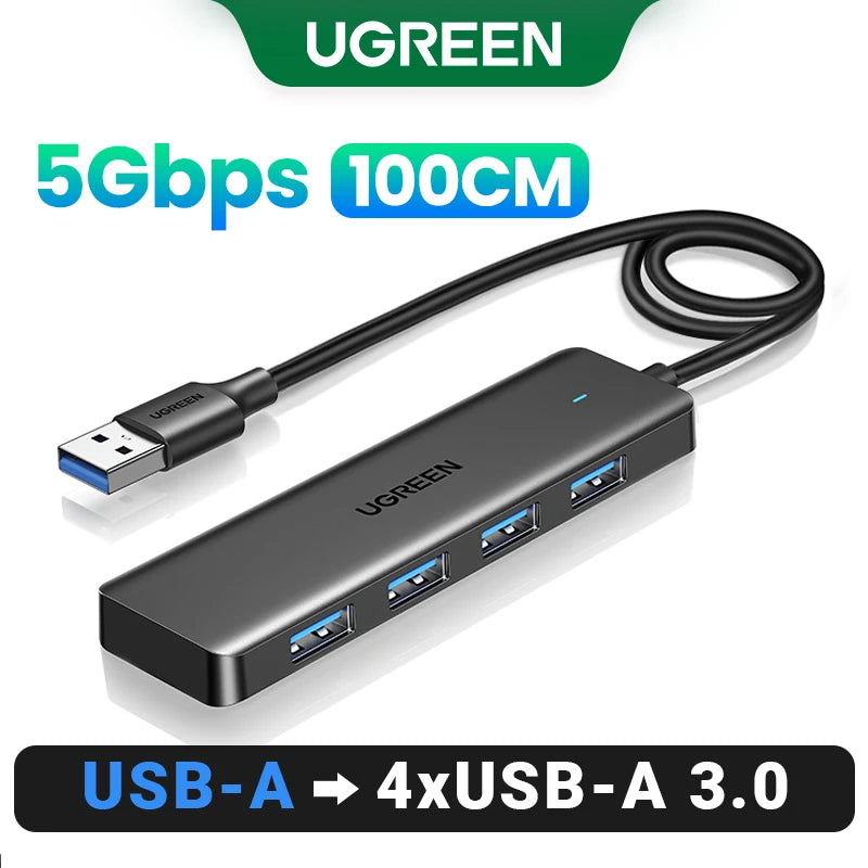 UGREEN USB3.0 HUB 4 Ports USB-A Splitter Slim USB Expander for Mouse Keyboard Flash Drive U Disk Printer and Laptop PC PS5 Xbox