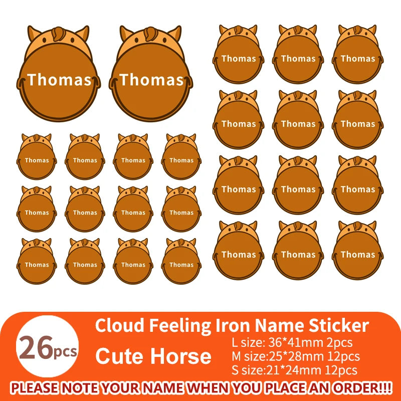 Multi Style Personalized Embroidery Name Sticker Clothes Label Decals Washable Iron On Tags Children Uniform Stickers Custom