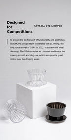 TIMEMORE B75 Basket Coffee Dripper Crystal Eye Pour Over Coffee Filter PCTG 1-2Cups Coffee Maker Flat Bottom Increase Uniformity