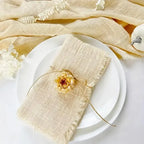 10Pcs 32x32cm Handmade Cloth Napkins with Fringe, Delicate Rustic Decorative Table Napkins for Wedding/Dinner/Party