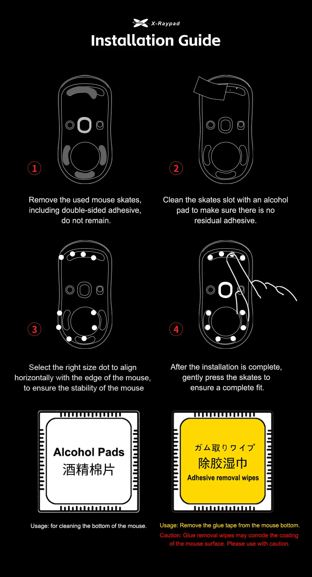 X-Raypad Titanium U9 Durable Mouse Skates for Universal Dot — Durable. Quiet. Control for Premium Gaming