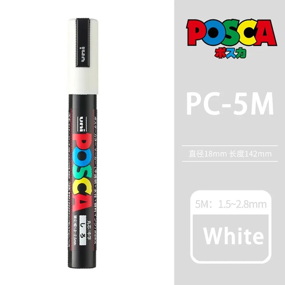 1pcs Japan UNI POSCA Markers PC-1M/3M/5M Acrylic Graffiti Pen Waterproof DIY Stackable Color Art Painting School Supplies