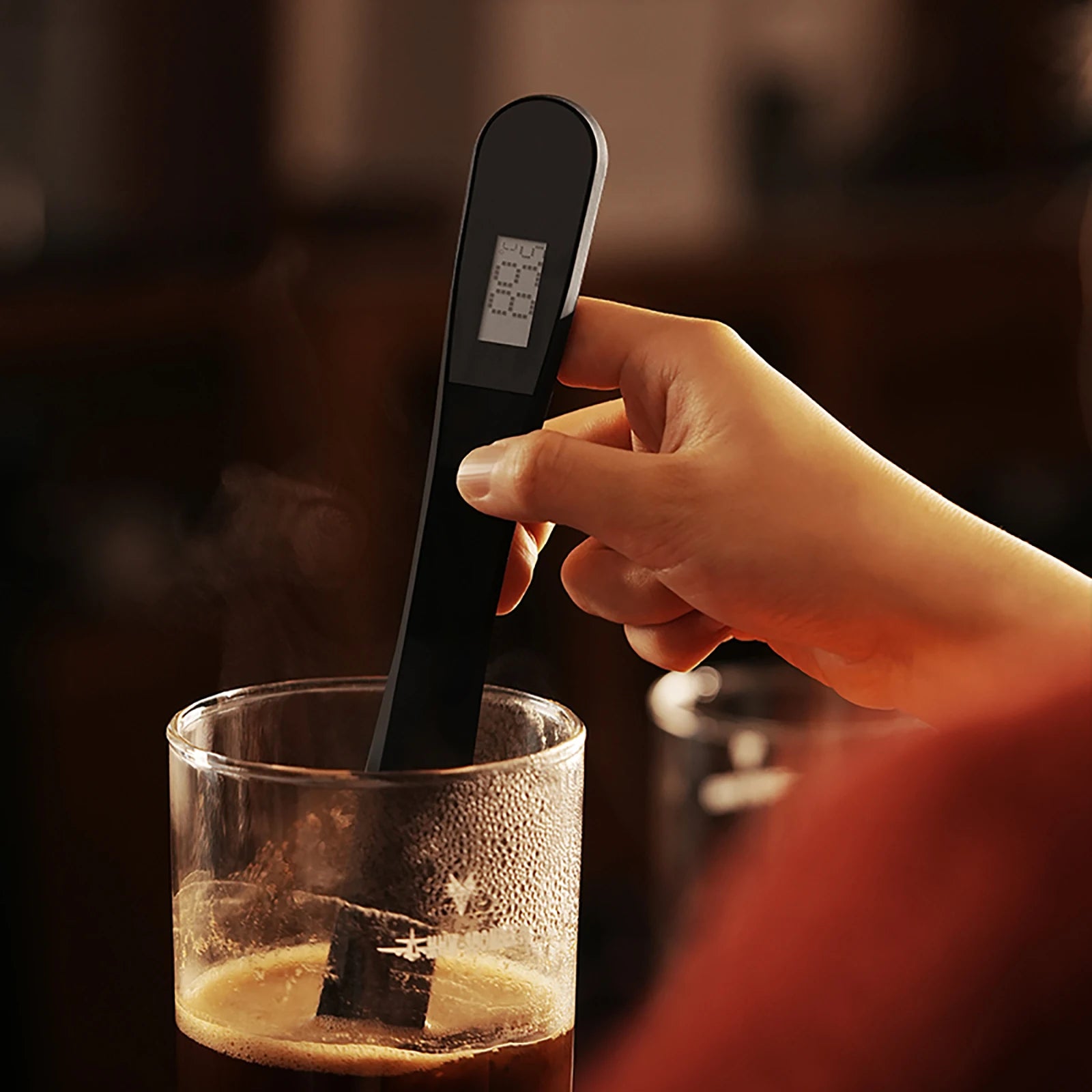 MHW-3BOMBER Wand Coffee Stirrer with Digital Thermometer Coffee Syphon Stir Stick for French Press Barista Coffee Accessories