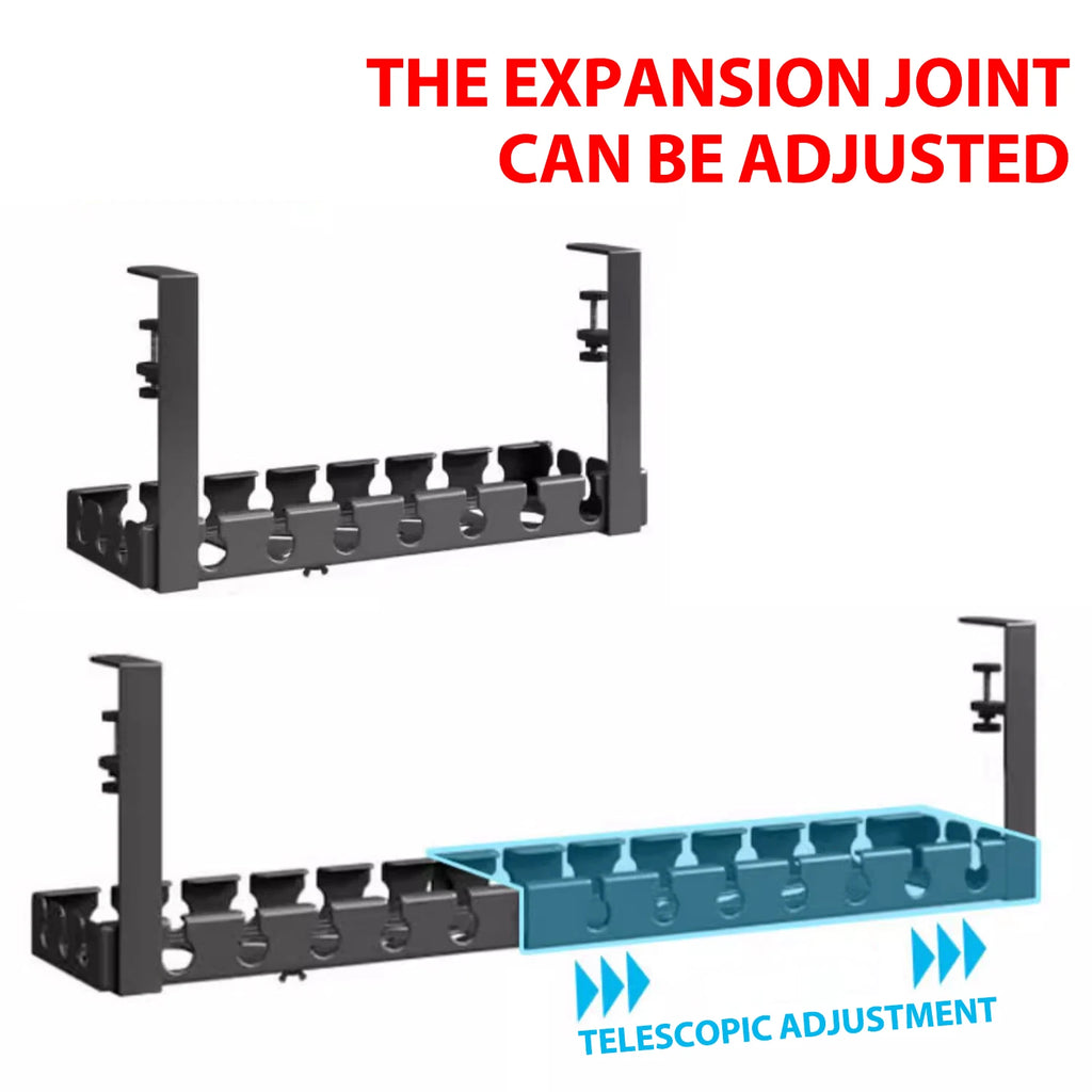 Under Desk Cable Management Tray No Drill Iron Power Strip Holder Wire Cord Organizer Clamp Mount for Home Office Desk