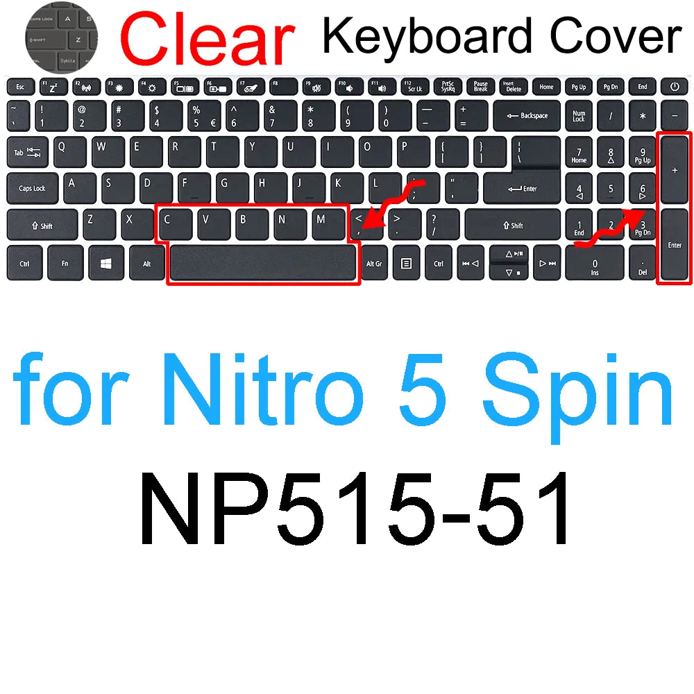 Keyboard Cover for Acer Nitro 16 16S 15 17 5 Spin 7 AN515 AN517 AN715 V AN16 AN14 ANV15 AN18 ANV16 Silicone Protector Skin Case