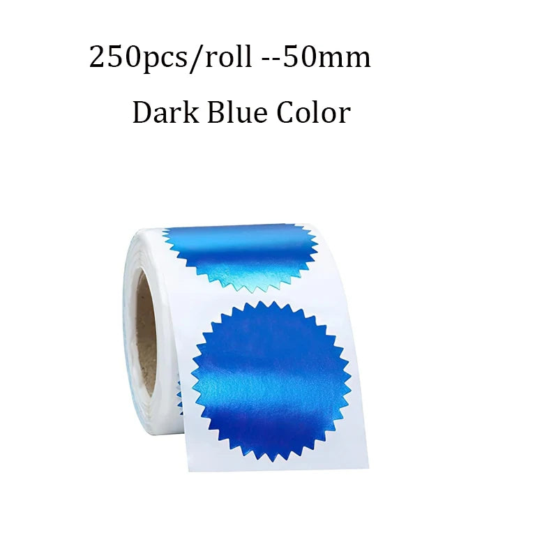 250pcs/Roll color Embosser Sticker Embossing Stamp,Customize Blank Embosser Seal labels Business Sticker Reward Party Favors