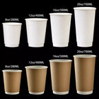 50pcs/pack Kraft Paper Bubble Tea Cup Double-layer Heat-insulating Paper Cup Disposable Thick Hollow Coffee Cup Accept Customize