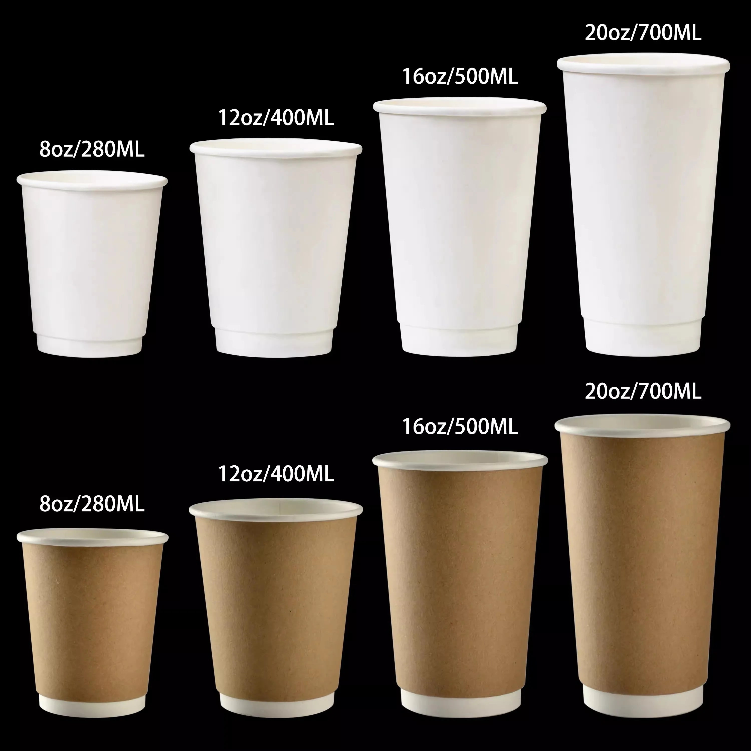 50pcs/pack Kraft Paper Bubble Tea Cup Double-layer Heat-insulating Paper Cup Disposable Thick Hollow Coffee Cup Accept Customize