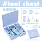 1 Cute Gift Stapler Set White/Blue Children's Novel Handicraft Tool Set Small Home Office Stationery  Children's Travel Bag