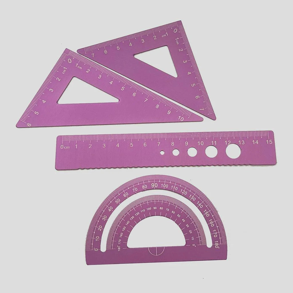 4pcs Metal Ruler Set - 6 Colors Maths and Drawing Tools, Drafting Rulers for Students and Designers
