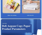 1 Pack 500 Sheets Deli A4 Multi-purpose Paper 70/80g Aegean Sea Series Copy Printing Paper 7420/7433