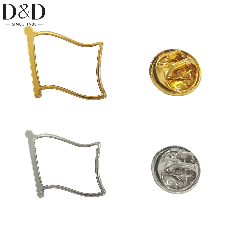 10pcs Blank Flag Shape Metal Lapel Pin Sublimation Badge Customizable Metal Flag Pin Blank for DIY Name Logo Emblem Making