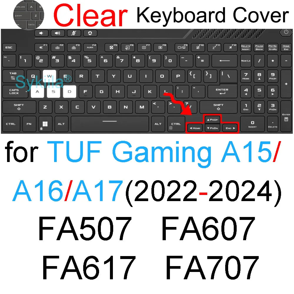 Keyboard Cover for ASUS TUF Gaming A15 A16 A17 A18 F15 F16 F17 FX507 FX607 FA608 FA808 FX608 Silicone Protector Skin Case 15 16
